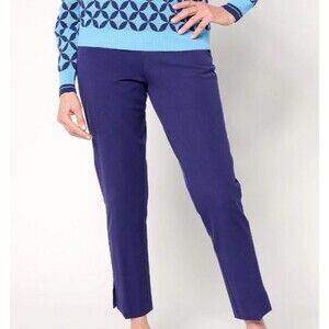 Isaac Mizrahi Live! 24/7 Stretch Icon Ankle Pants Cadet Blue Size 8 Petite